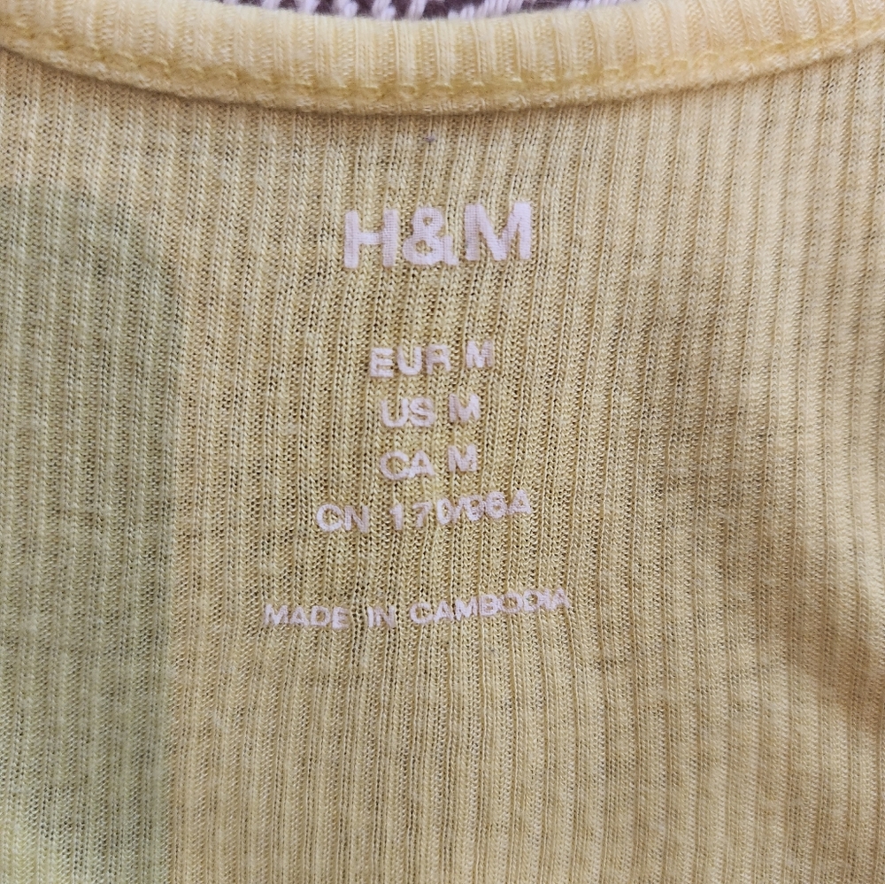 H&M Neon Yellow Ribbed Racerback Tank, US Size M - Picture 6 of 6